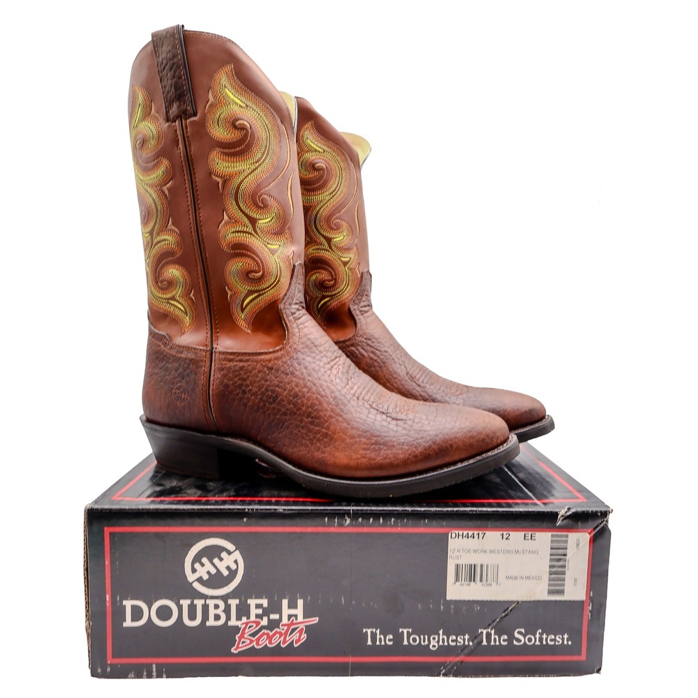 Double-H DH4417 R Toe Work Western Mustang Boots Mens 12 EE Rust NIB